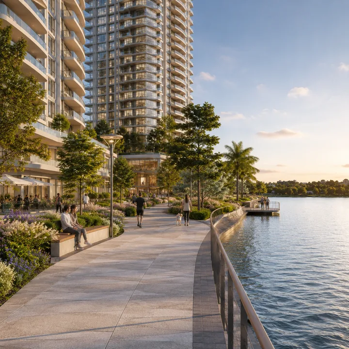Rainbow Uno lakefront promenade - lake-facing walking deck, Uttarahalli