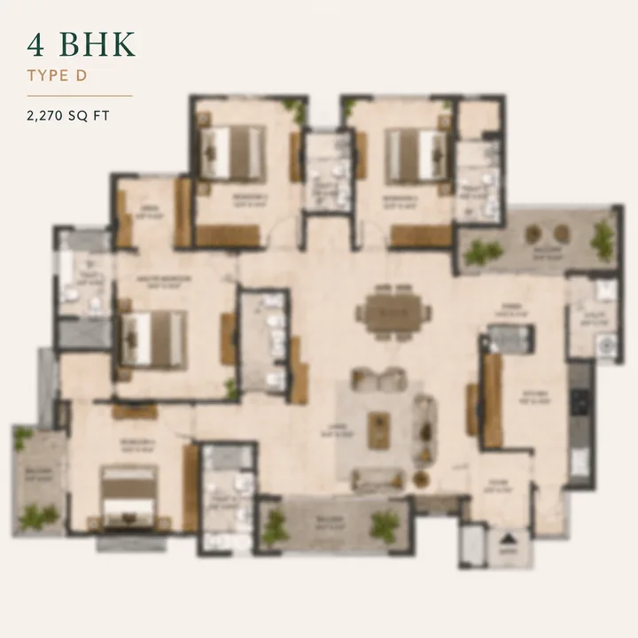Rainbow Uno 4 BHK Type D 2,270 sq ft floor plan layout Rainbow Uno 4 BHK Type D 2,270 sq ft floor plan layout